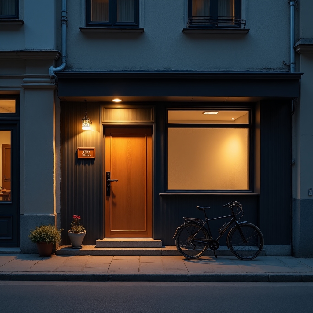 Eingang des Tonstudios in Villach am Abend